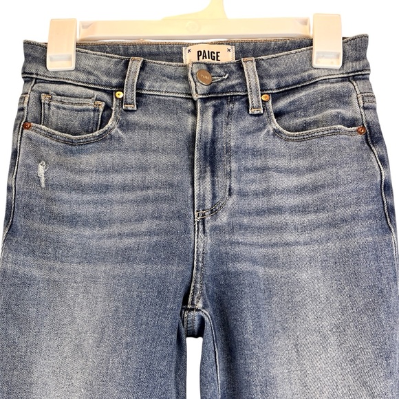 PAIGE Cindy Straight Leg Ankle Jeans Denim Speak Easy Destructed Sz 25 - Picture 7 of 15